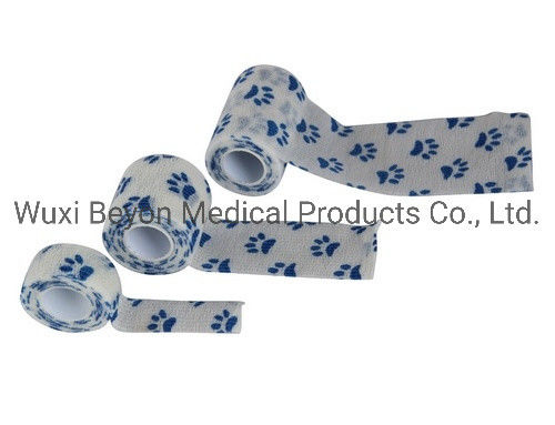Sports OEM Cohesive Bandage Paw Prints Cohesive Elastic Animal Healthcare Flexible