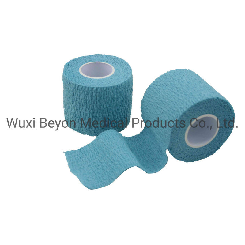 Wrist Cohesive Tape For Ankle Medical Light Blue Color Cotton Self-Adhesive Wrap