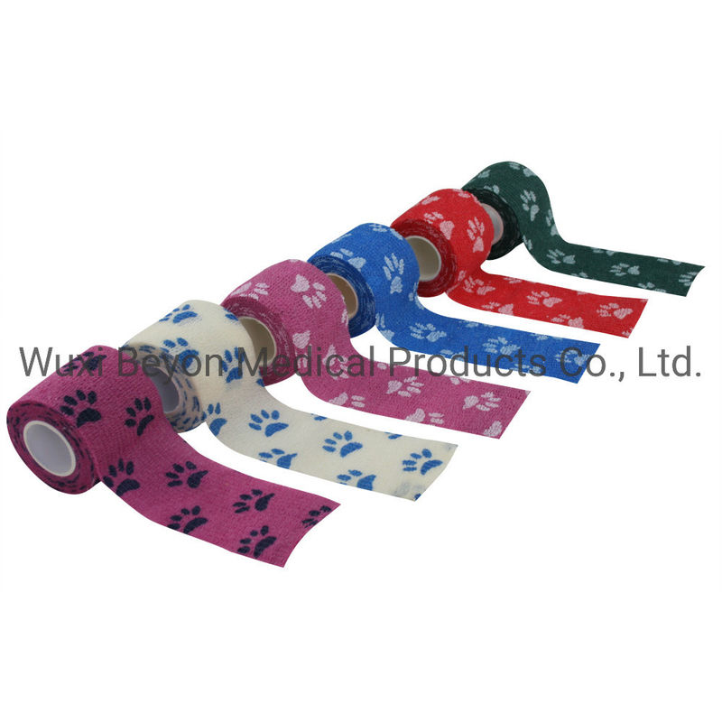 1" 2" 3" 4" Self Adherent Cohesive Tape Paw Print Vet Wrap Printed