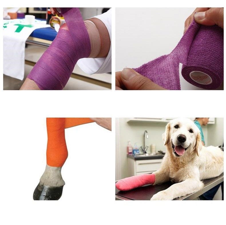 Fixation Animal Healthcare Oem Cohesive Bandage Patterned Wrap Vet Flexible Self Adhesive