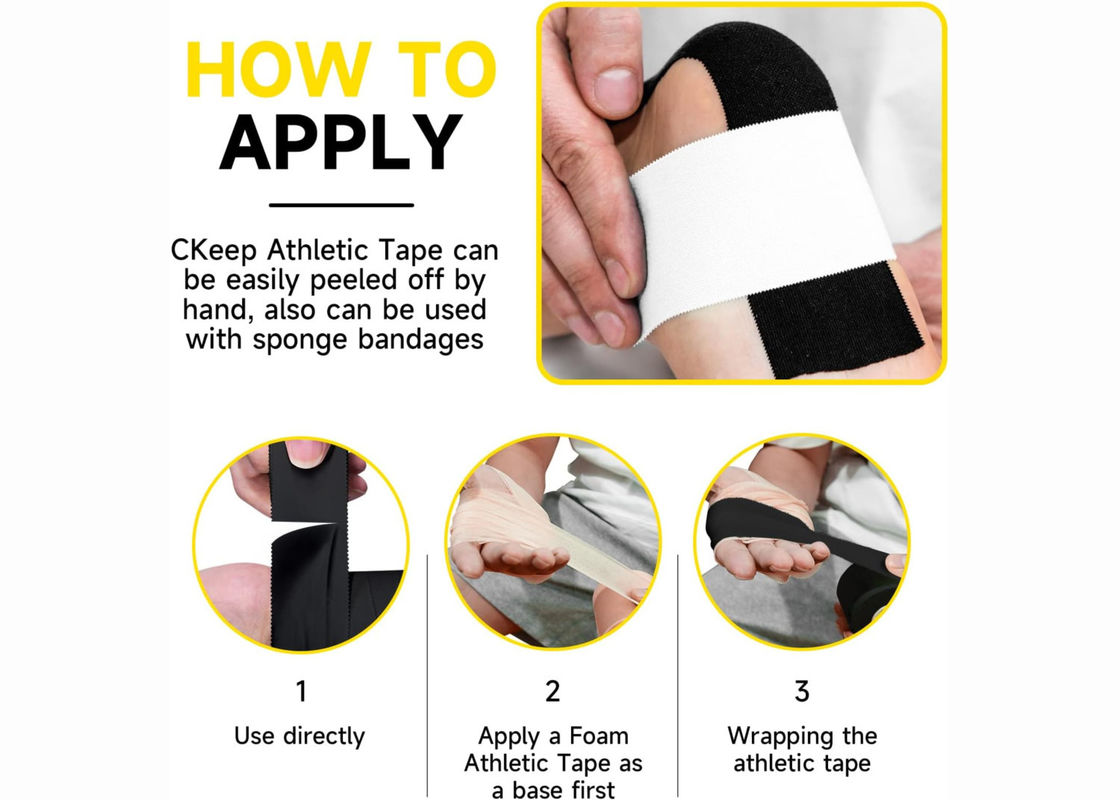 Trainers Athletic Tape Beige Black Color Strapping Prevent Strains And Sprains