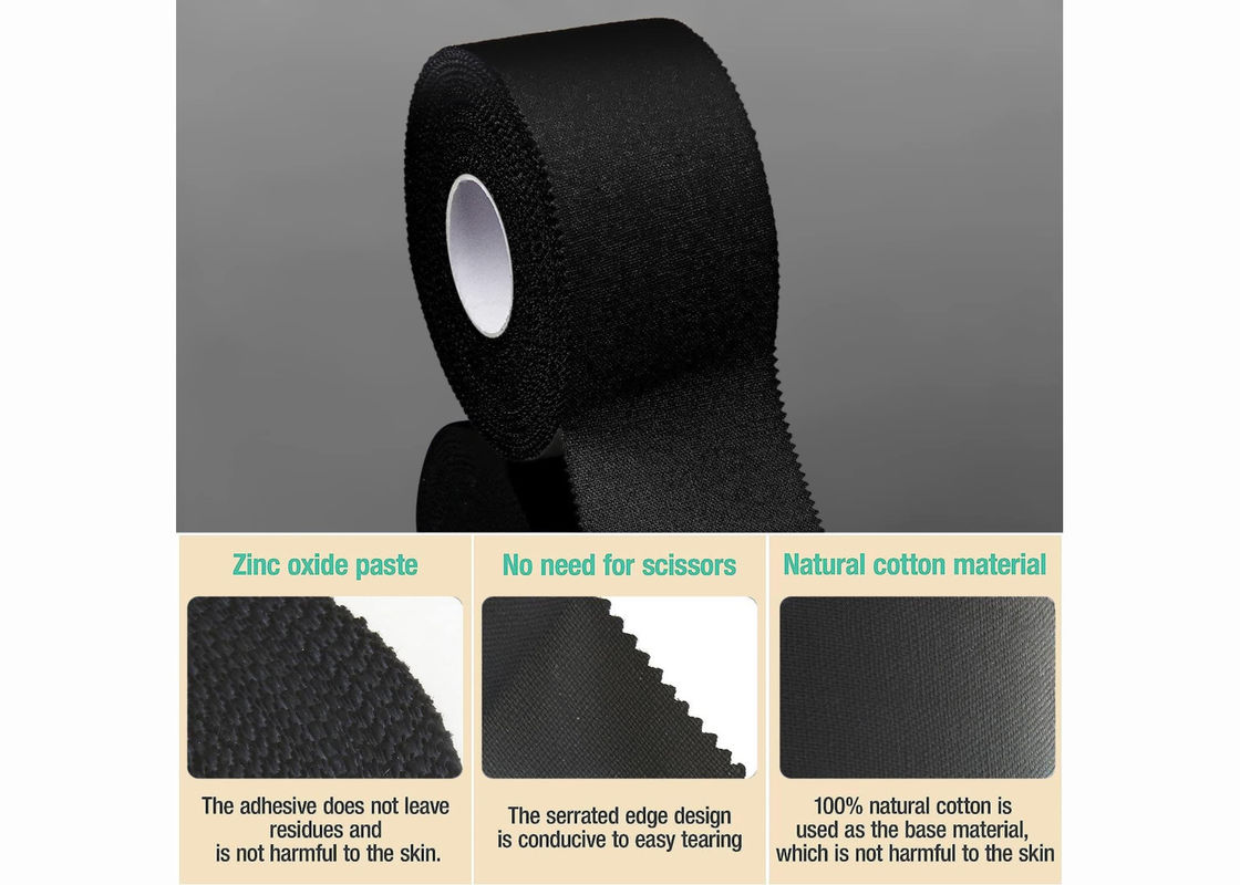 38mm  Cotton Sports Tape Black Color Cotton Training Athletic Tape For Joints Protection